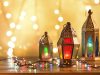 Eid al-Fitr celebration in Desert Safari, Dubai, with colorful Ramadan lamps